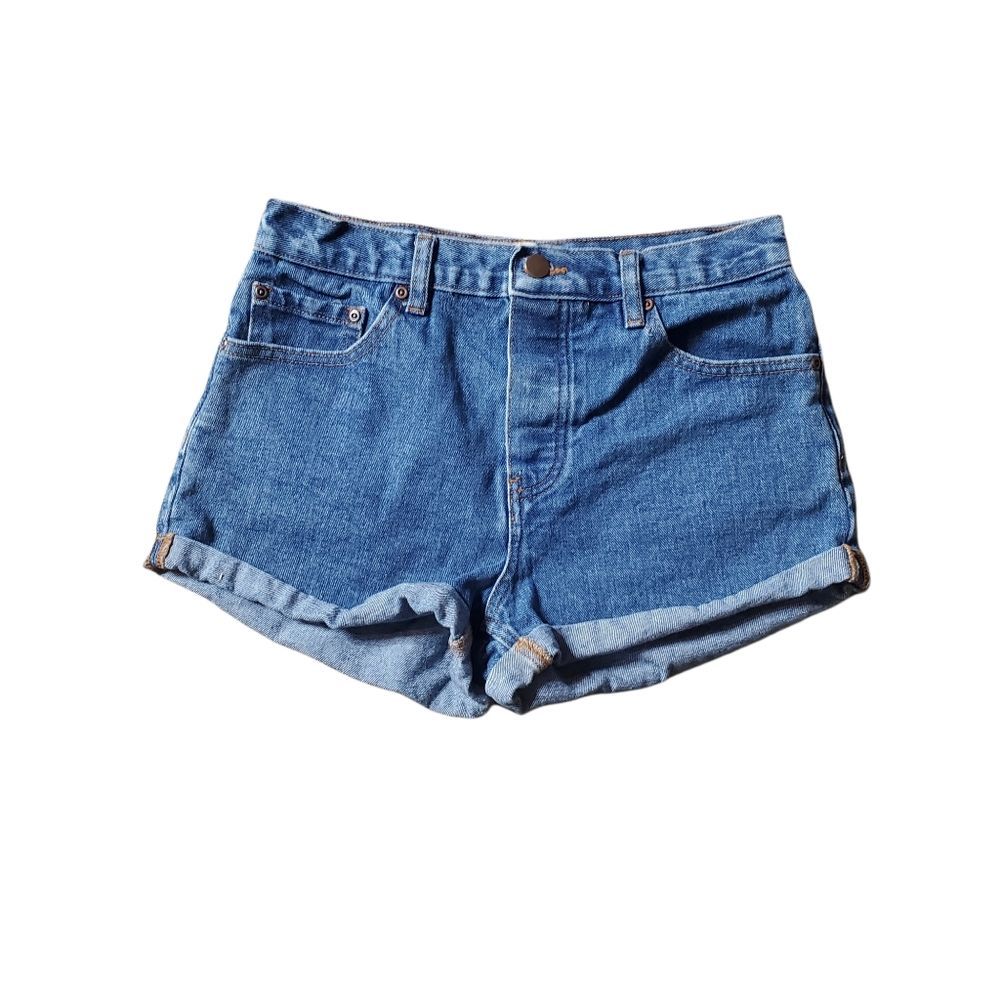 Forever 21 Jean Shorts Rolled Hem Button Closure 5 Pocket Design Size 26